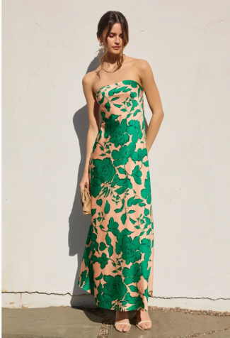 Heavy Hearted Strapless Bias Cut Maxi Dress