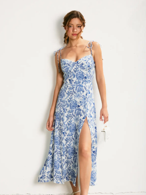 Au Revoir Empire Sweetheart Tiered Midi Dress