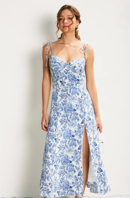 Au Revoir Empire Sweetheart Tiered Midi Dress