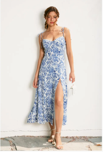 Au Revoir Empire Sweetheart Tiered Midi Dress