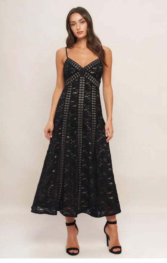 Black Lace Midi Dress
