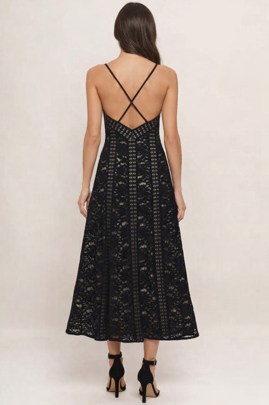 Black Lace Midi Dress