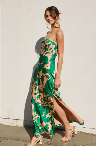 Heavy Hearted Strapless Bias Cut Maxi Dress